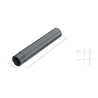 BRYZA STAL Rura spustowa 100 mm - 1 mb - CIEMNY GRAFIT